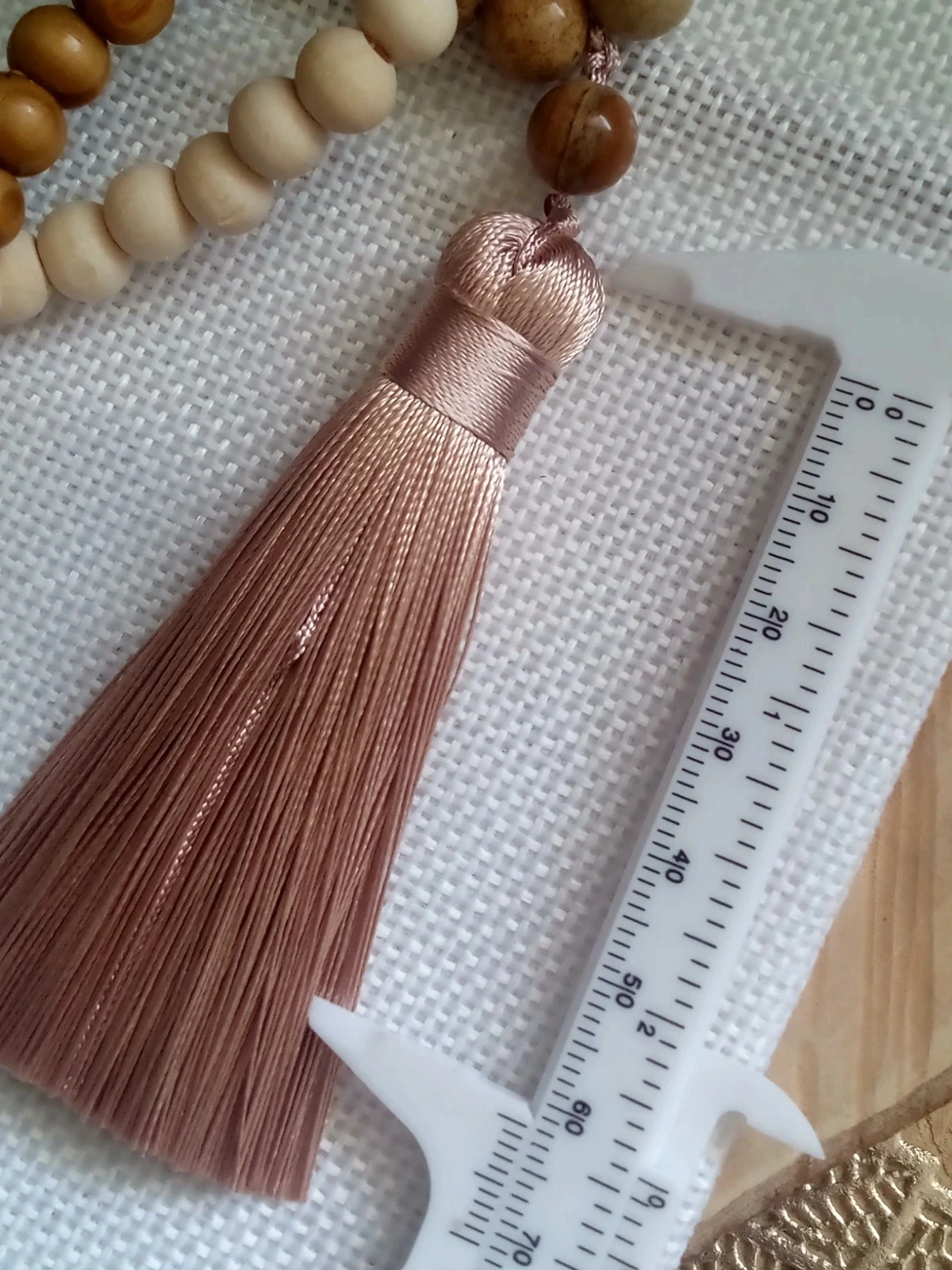 Collier Sautoir bohème en perles de bois + pierres de jaspe – photo 6